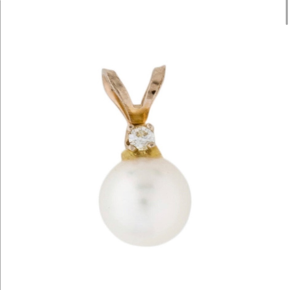 NWT $168 14K Diamond-Accented Pearl Pendant